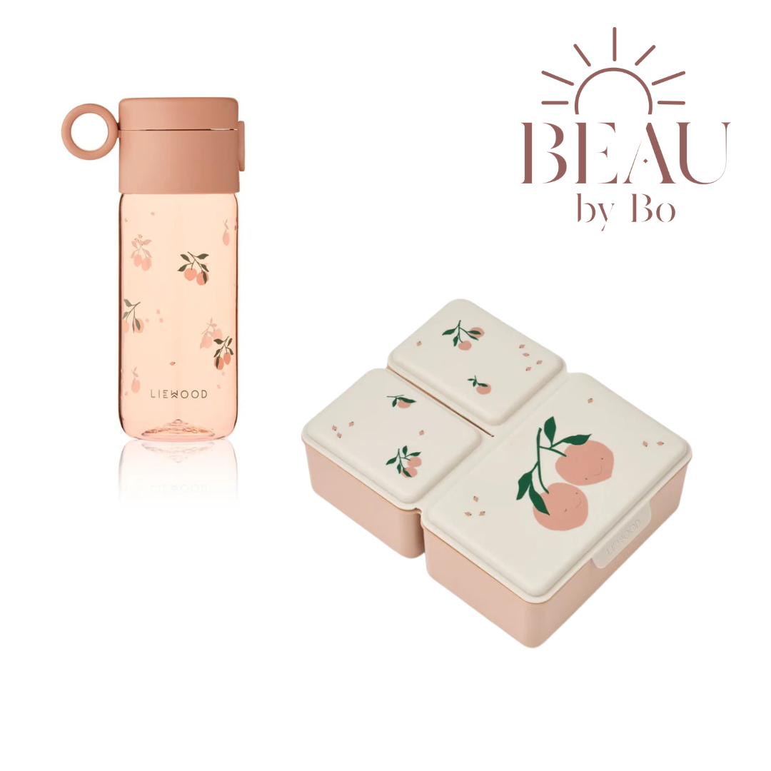 Bundel Liewood Back to School set - Lunchbox + Drinkfles - Peach/Sea Shell