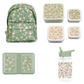 A Little Lovely Company Back to school set - Rugzak/Drinkfles/4 Snackdozen/Lunchbox - Bloesems Saliegroen