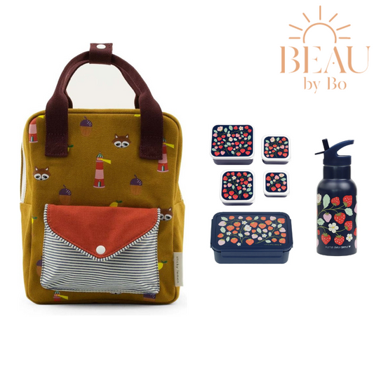 BEAU by Bo Sticky lemon rugzak + A little lovely company back to school set Aardbei