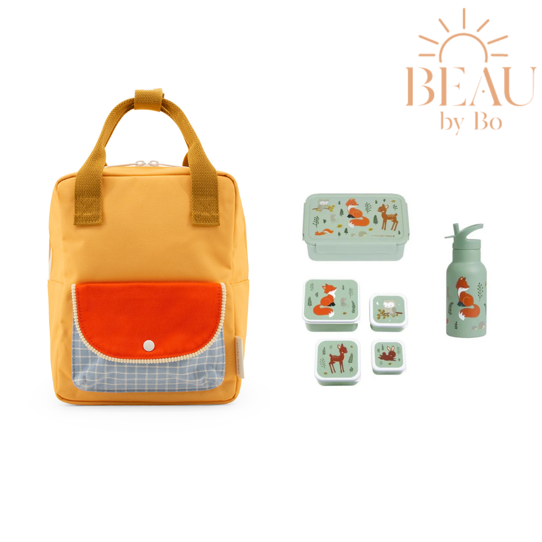 BEAU by Bo Sticky lemon rugzak + A little lovely company back to school set Bosvriendjes