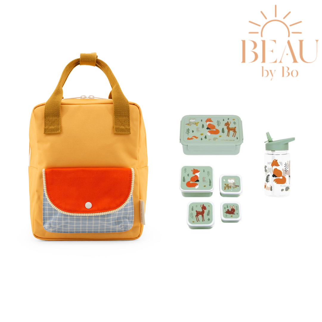 BEAU by Bo Sticky lemon rugzak + A little lovely company back to school set Bosvriendjes