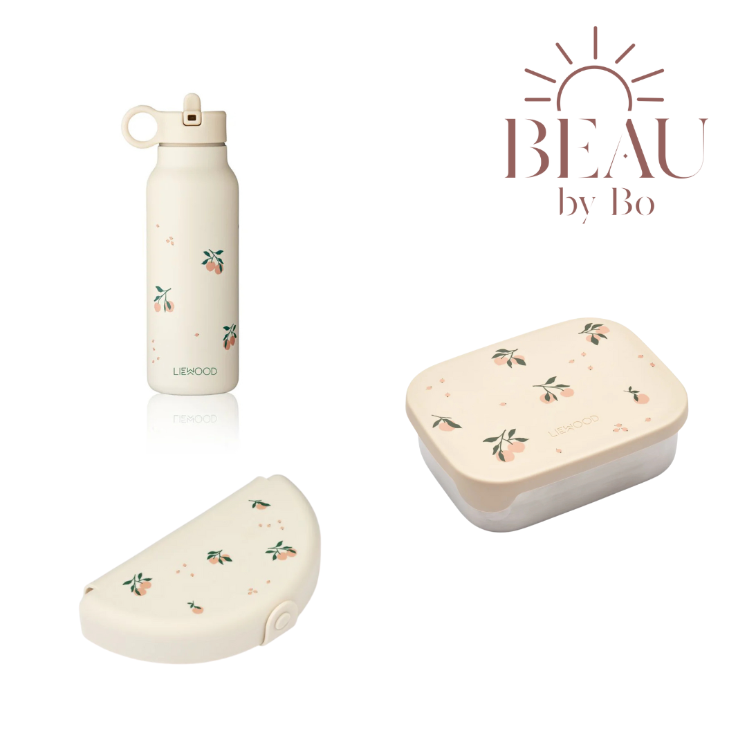 Bundel Liewood Back to School set - Lunchbox + Snackdoos + Drinkfles - Peach/Sea Shell