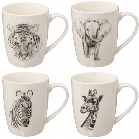 Mug Secret de Gourmet Safari 36cl - Animaux d'Afrique - Noir/Blanc