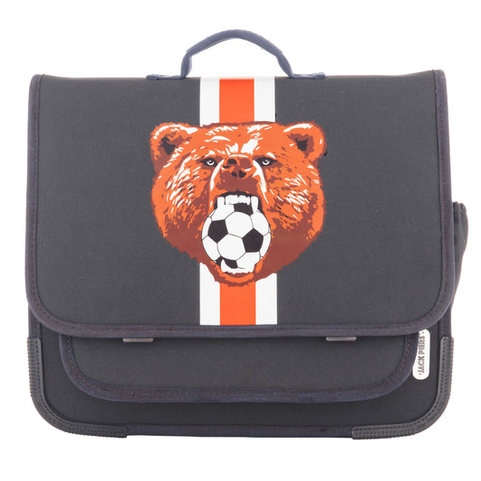 Jack Piers Boekentas/Schoolbag Paris Large Soccer Bear - 32x15x38cm - Grijs