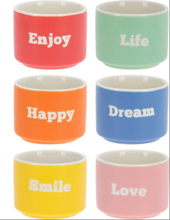 Home & Styling Espresso Mokken - Ø6x5cm - 60ml - Set van 6 stuks - Multi