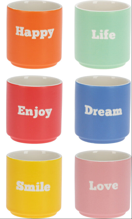 Home & Styling Espresso Mokken - Ø7x8cm - 180ml - Set van 6 stuks - Multi