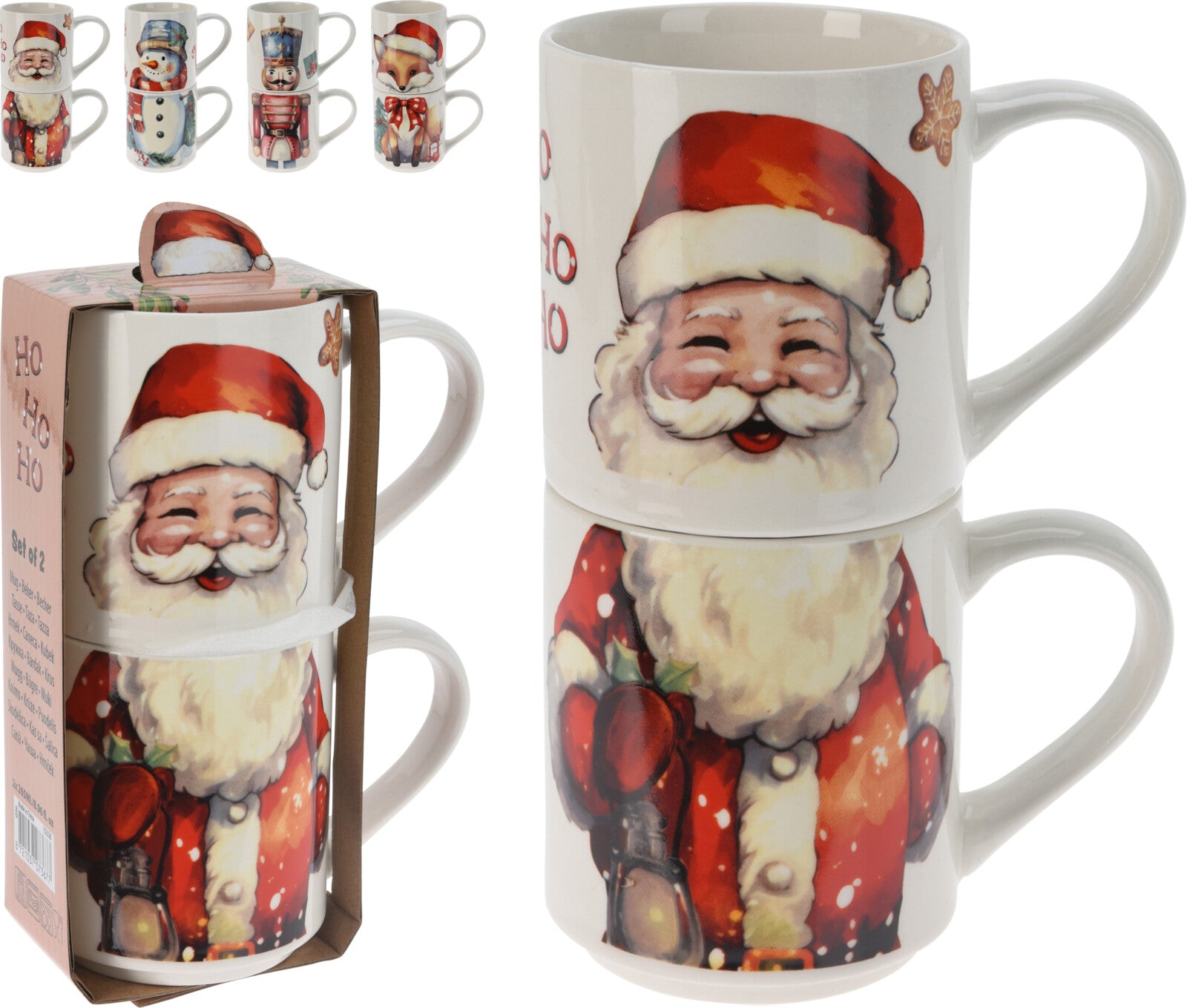 Home & Styling Kerst Mokken - Set van 2 stuks - Porselein - Multi
