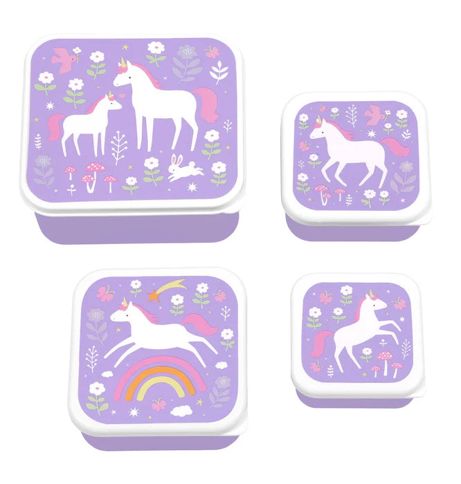 A Little Lovely Company Back to school set - Drinkfles RVS/Snackdozen/Bentobox - Unicorn Dreams