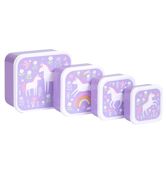 A Little Lovely Company Back to school set - Drinkfles RVS/Snackdozen/Bentobox - Unicorn Dreams