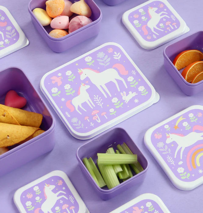 A Little Lovely Company Back to school set - Drinkfles RVS/Snackdozen/Bentobox - Unicorn Dreams