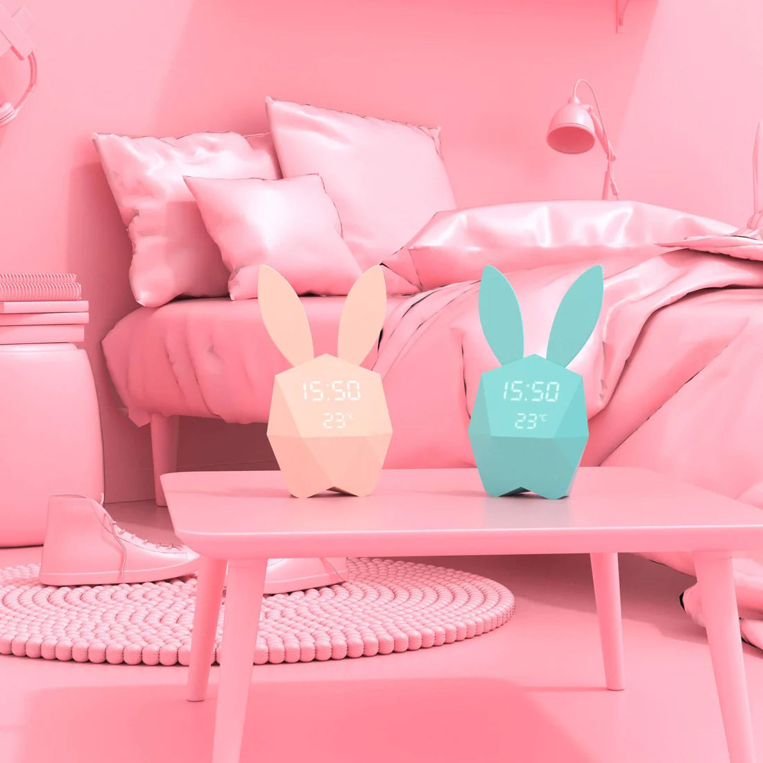 MOB Cutie Clock / Clock Connect - Horloge Lapin - Rose