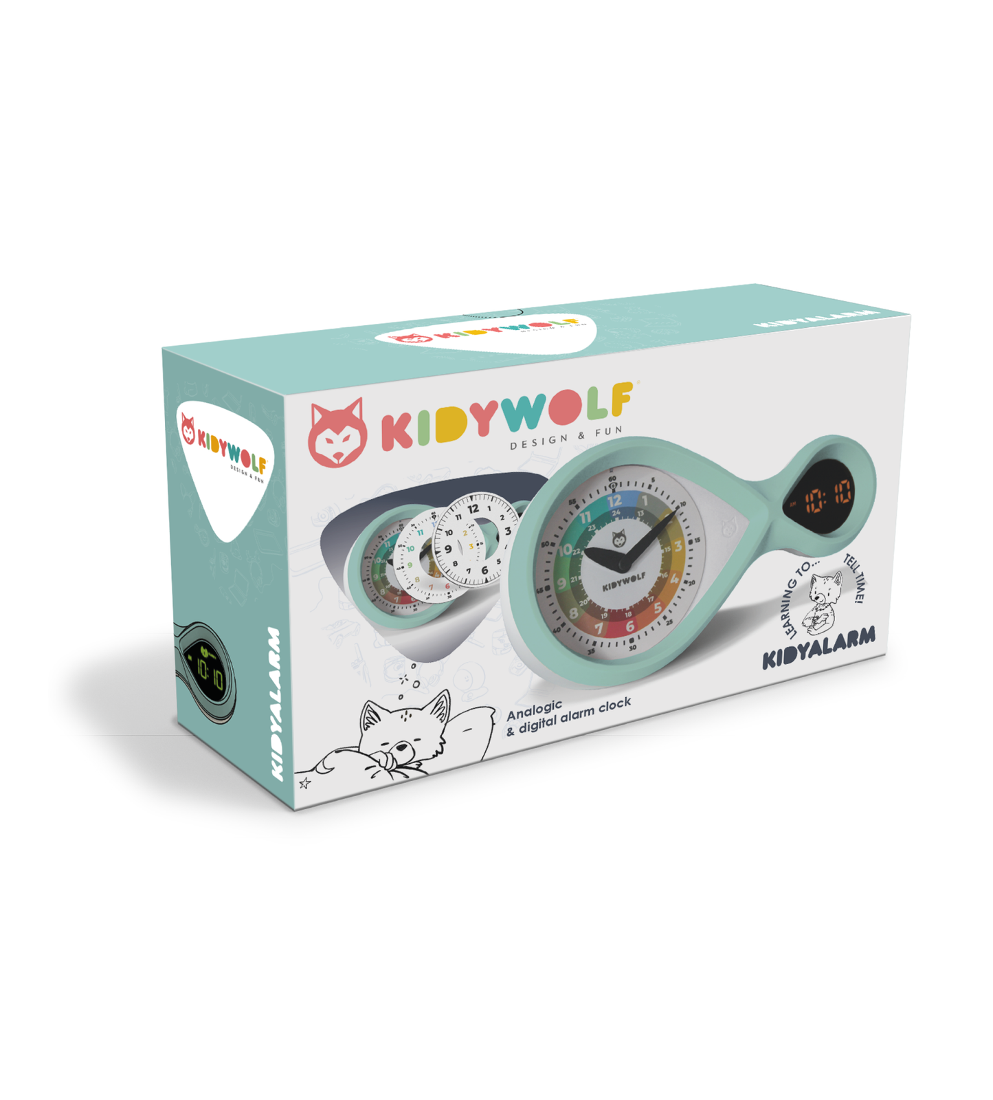 Kidywolf Réveil éducatif pour enfants - Vert menthe