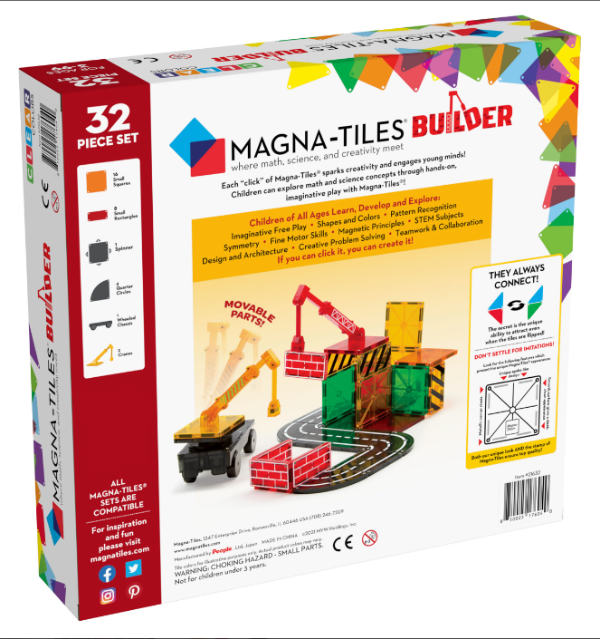 Magna-Tiles Builder 32 stuks - Geschikt vanaf 3 jaar - Multi