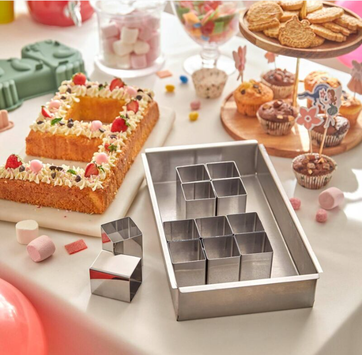 5Five Verstelbare bakvorm - RVS - 19x32x6cm - Cijfers en Letters