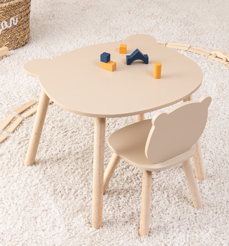 Atmosphera Kids Tekentafel/Kindertafel Teddybeer Ø60cm - Beige