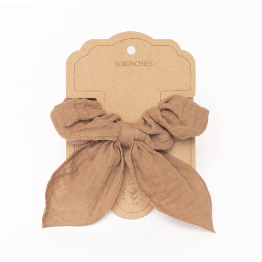 Mrs Ertha Scrunchies met strik - Taupe