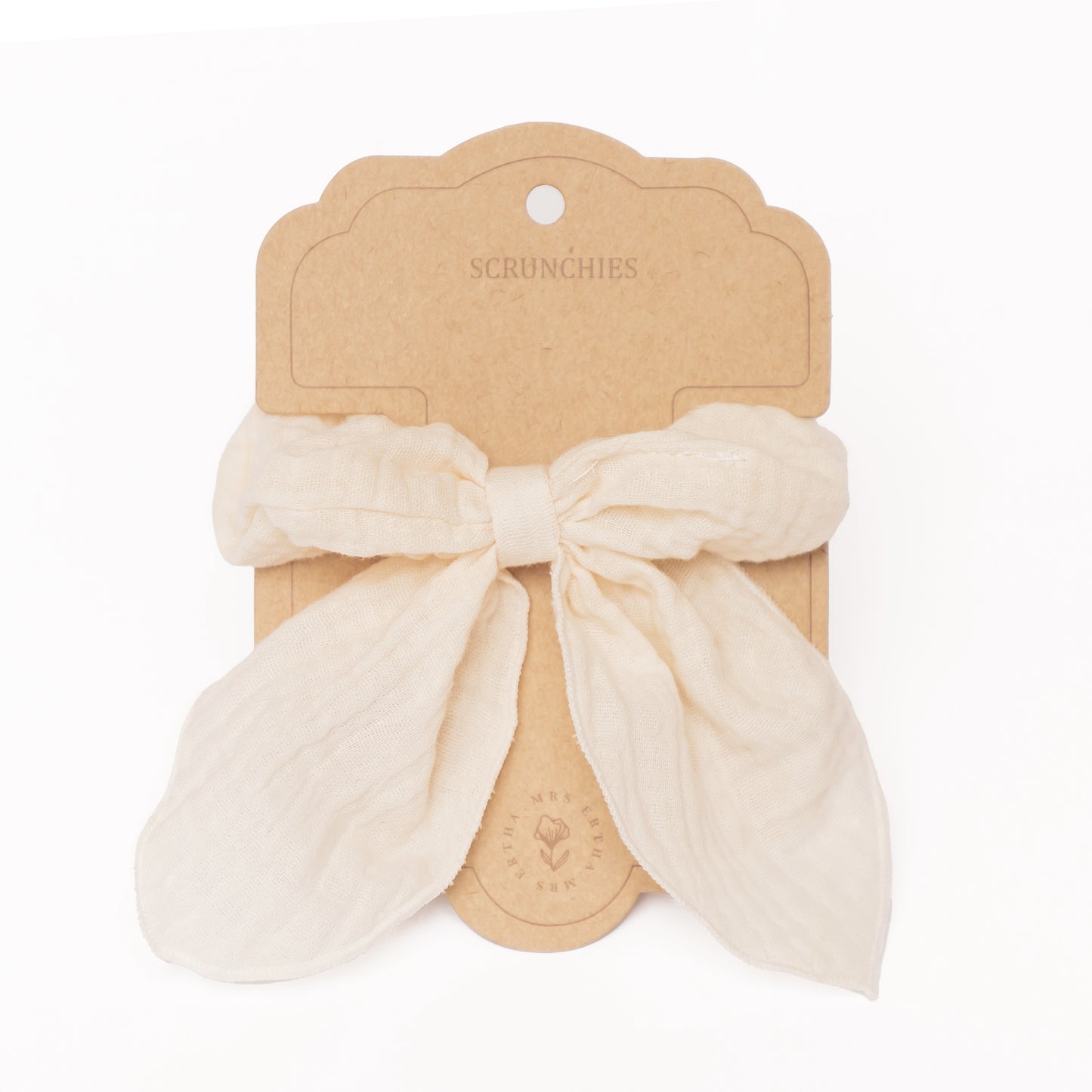 Mrs Ertha Scrunchies met strik - Vanilla