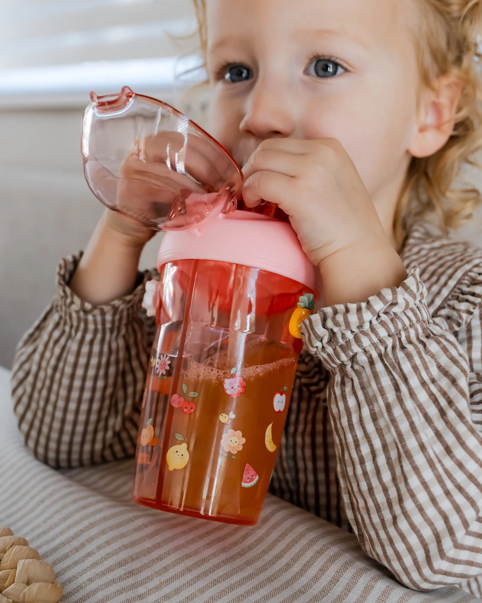 Petit Monkey Drinkfles Sparkling Fruits - Roze