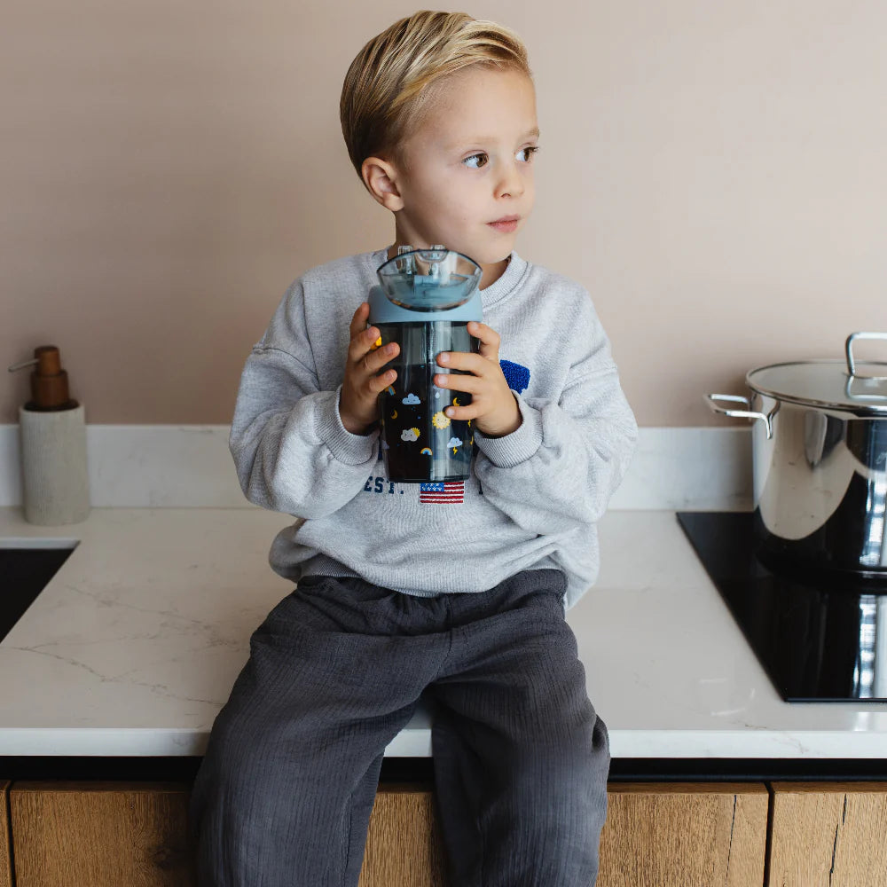 Petit Monkey Drinkfles Sparkling Sky - Blauw