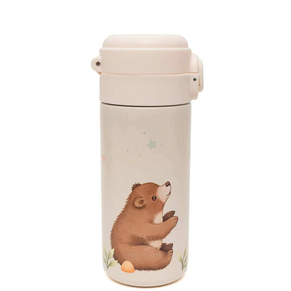 Petit Monkey Thermo Drinkfles Bears and Stars Back to School - Wit