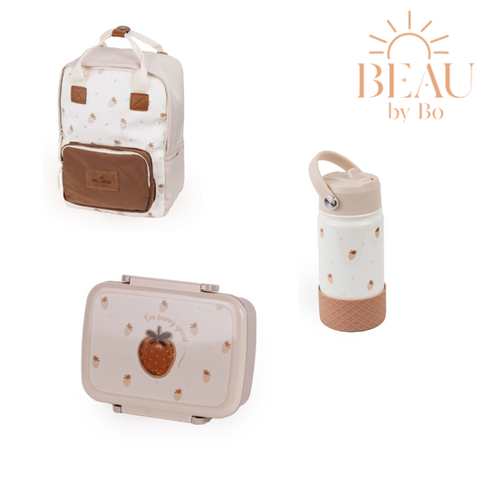 Beau by Bo MrS Ertha Kleuterrugpak + Bentobox + Drinking bottle - Strawberries