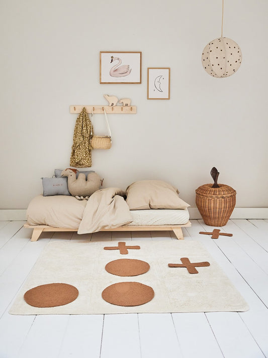 Tapis Petit Vloerkleed Tic Tac Toe - 120x120cm - Beige