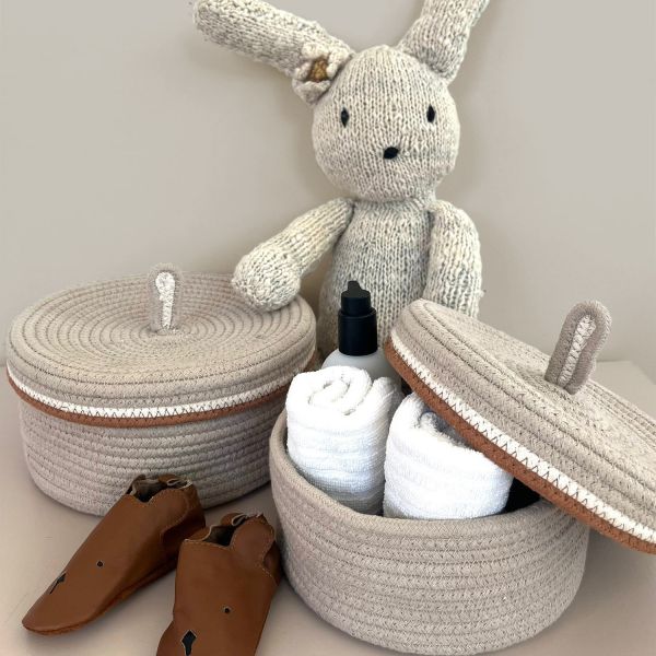 Tapis Petit Opbergmanden Novi - Set van 2 stuks - Ø22/25x10/12cm - Grijs