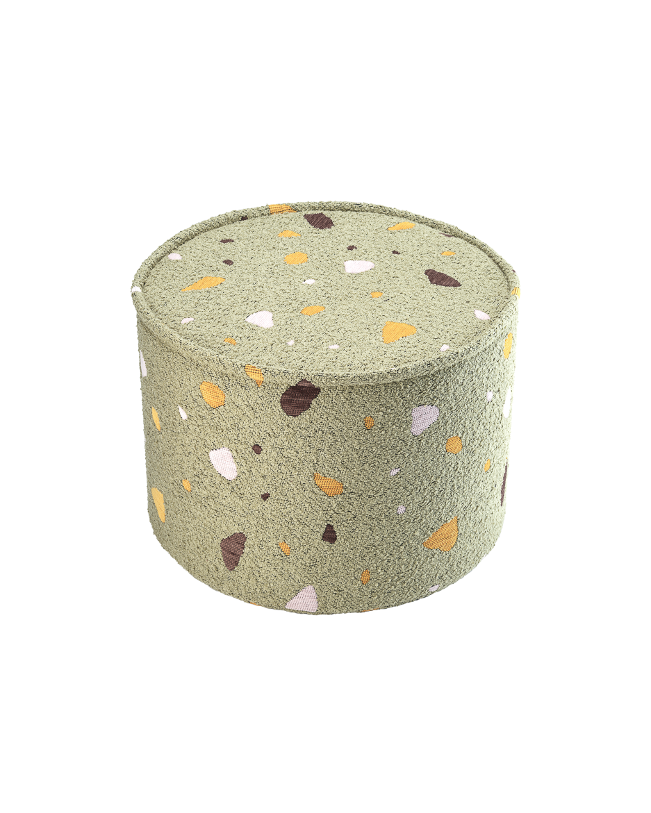 Wigiwama Teddy Pouffe / Poef - Ø40x25cm - Terrazzo Moss