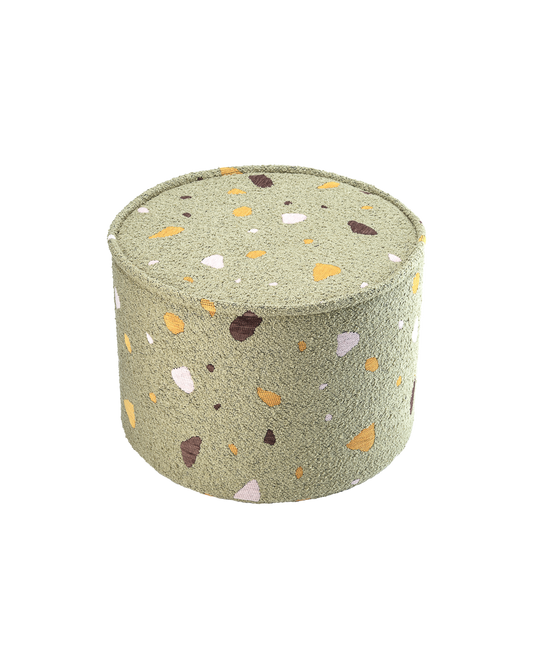 Wigiwama Teddy Pouffe / Poef - Ø40x25cm - Terrazzo Moss