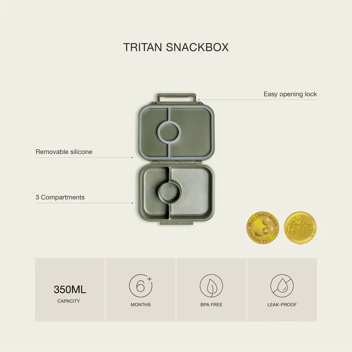 Citron Tritan Snackdoos - 3 compartimenten - 16x11x5cm - Stormy Unicorn