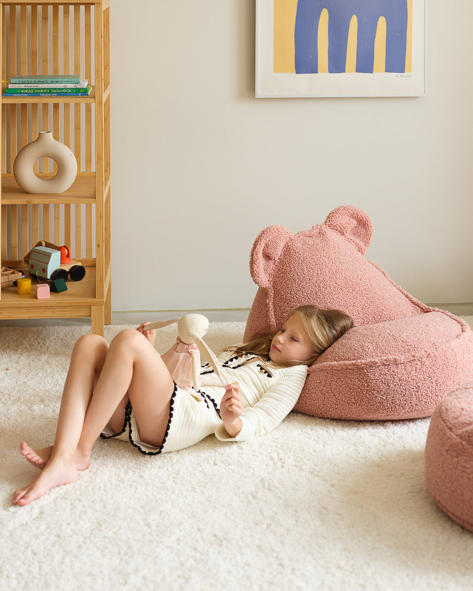 Wigiwama Teddy Bear Beanbag Chair / Zitzak - 70x60x42cm - Guava Pink