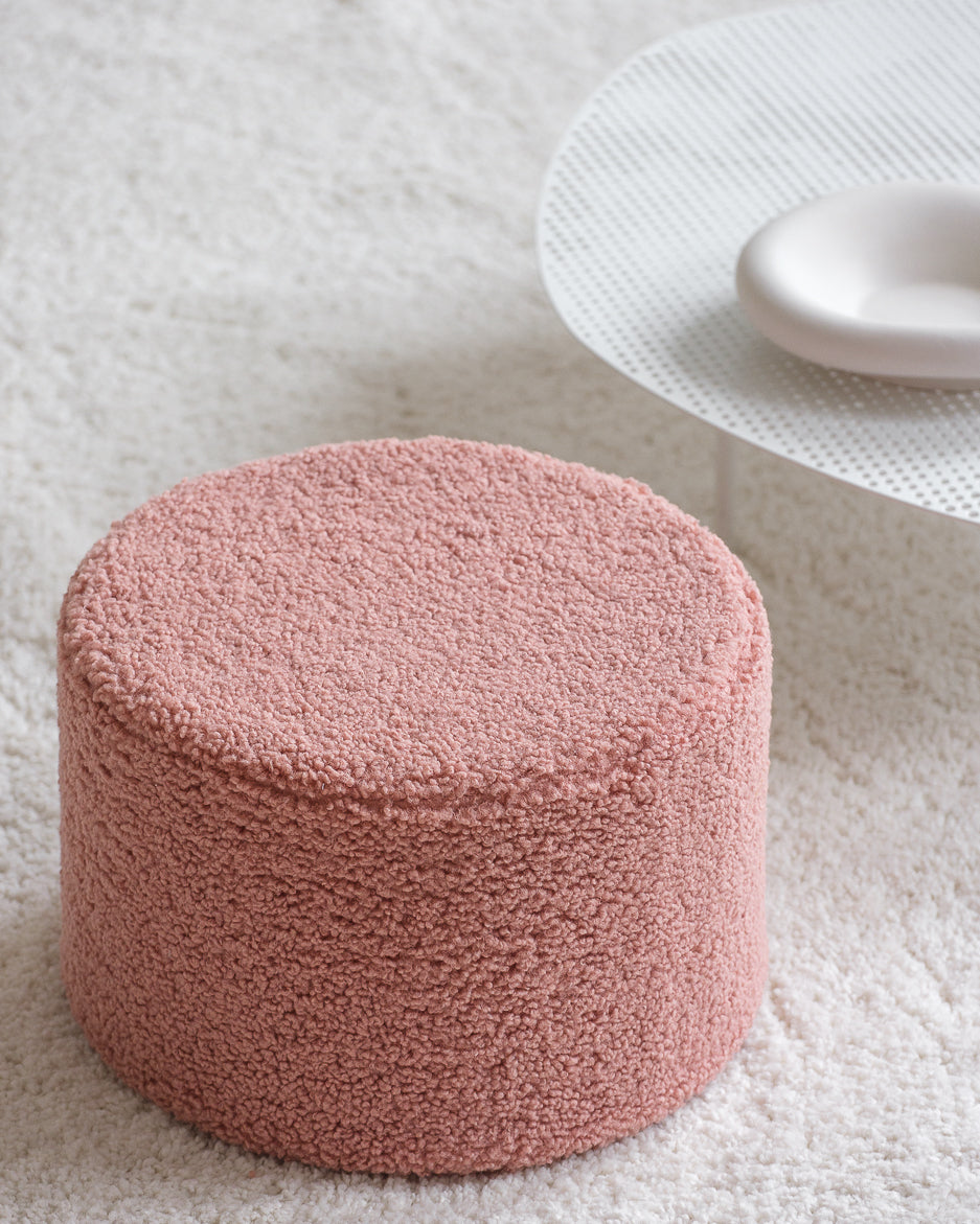 Wigiwama Teddy Pouffe / Poef - Ø40x25cm - Guava Pink