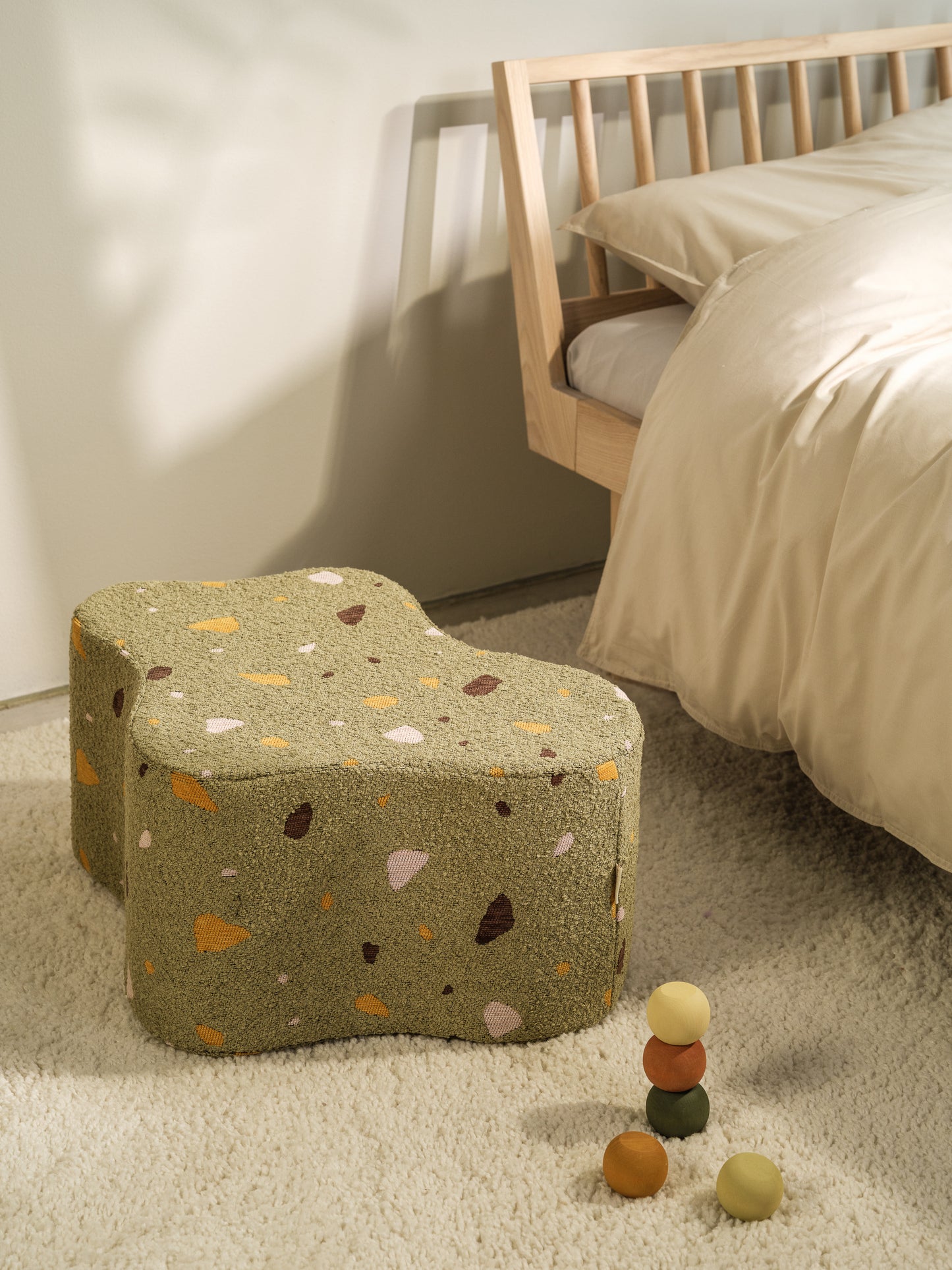 Wigiwama Teddy Cloud Pouffe / Poef - Ø40x25cm - Terrazzo Moss