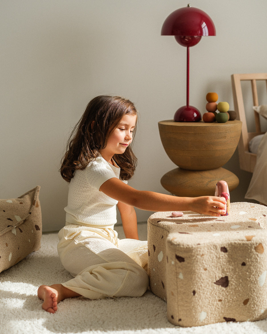 Wigiwama Teddy Cloud Pouffe / Poef - Ø40x25cm - Terrazzo Sand