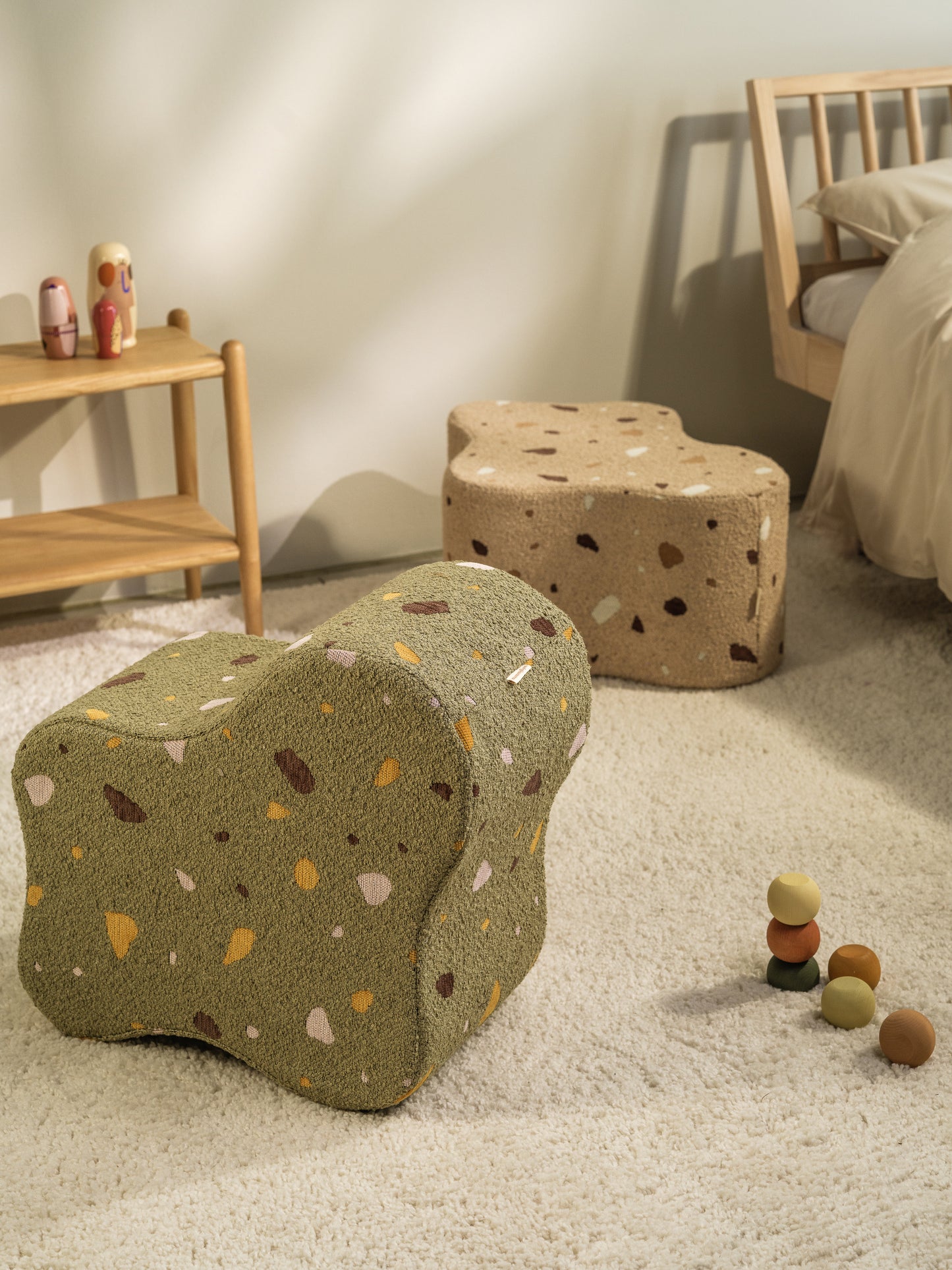 Wigiwama Teddy Cloud Pouffe / Poef - Ø40x25cm - Terrazzo Moss