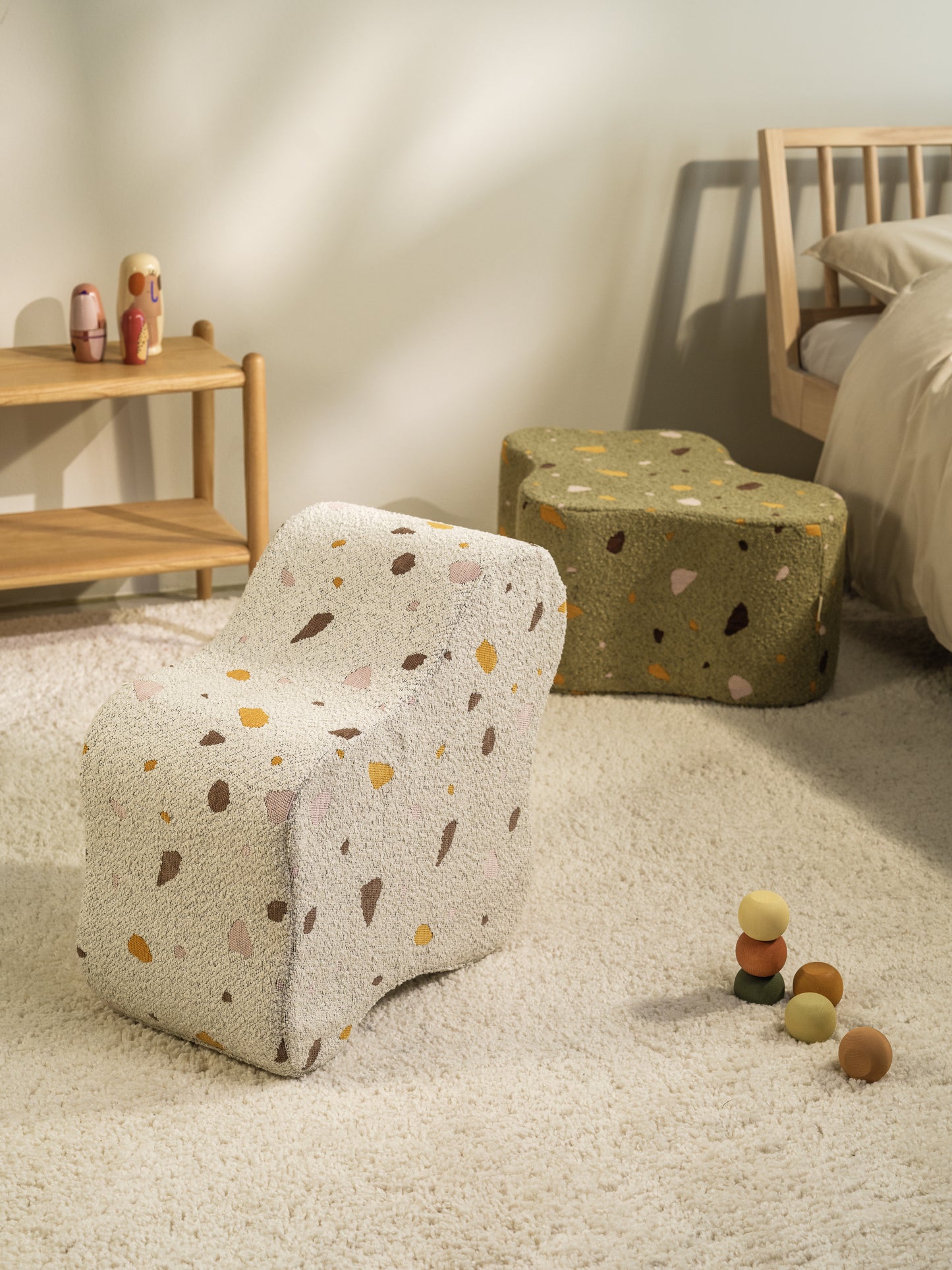 Wigiwama Teddy Cloud Pouffe / Poef - Ø40x25cm - Terrazzo Marble