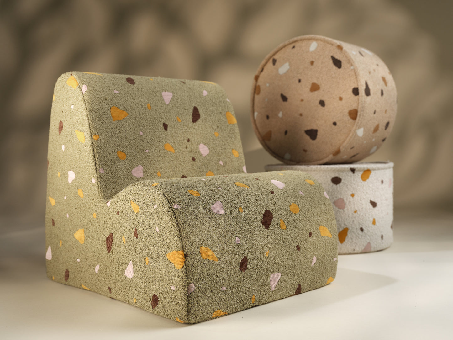 Wigiwama Teddy Pouffe / Poef - Ø40x25cm - Terrazzo Sand