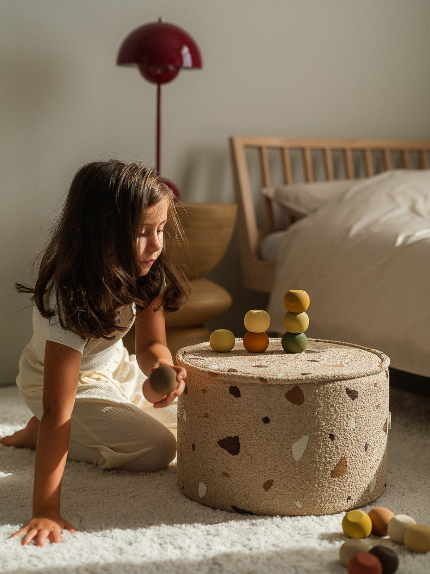 Wigiwama Teddy Pouffe / Poef - Ø40x25cm - Terrazzo Sand