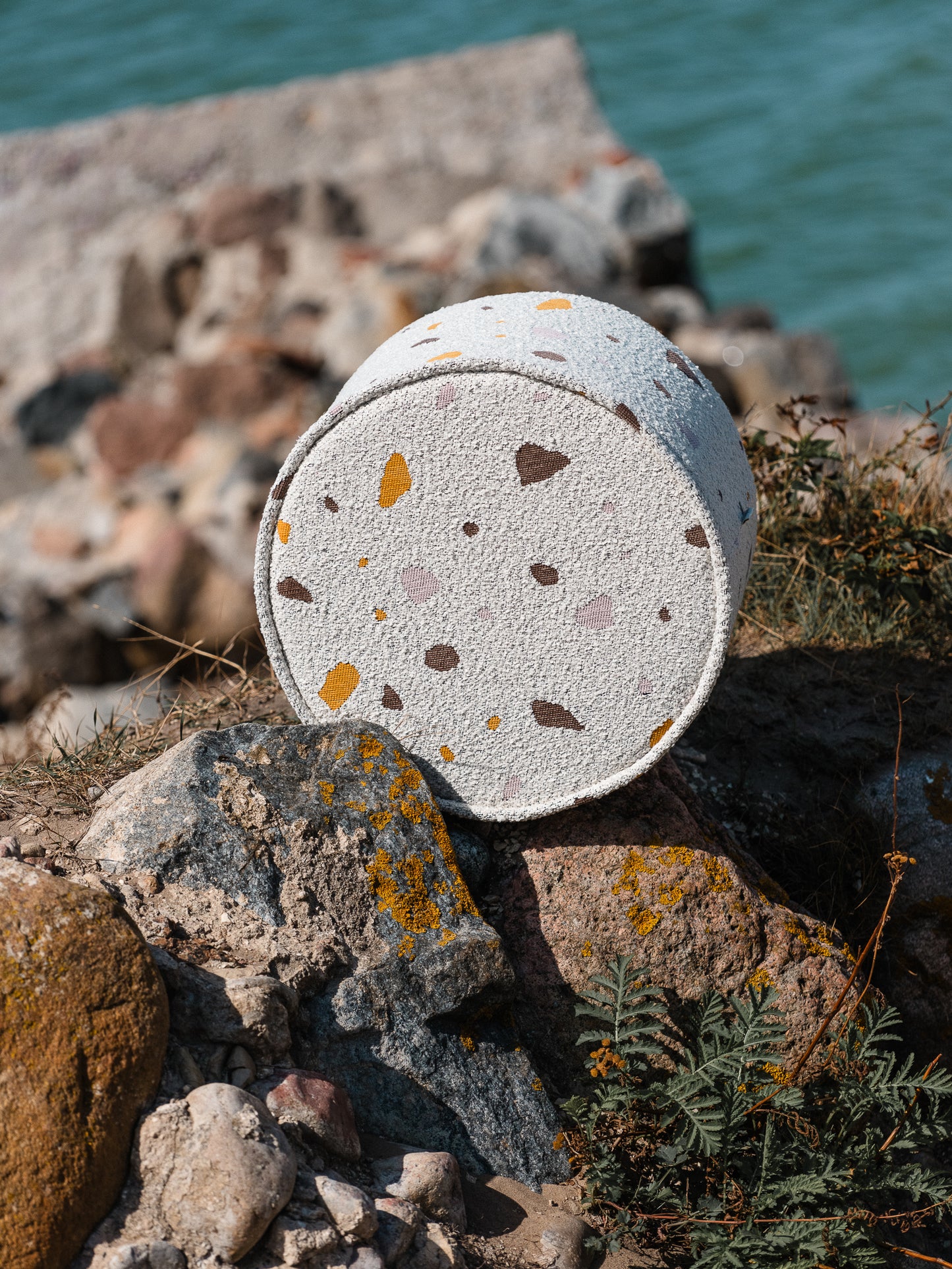 Wigiwama Teddy Pouffe / Poef - Ø40x25cm - Terrazzo Marble