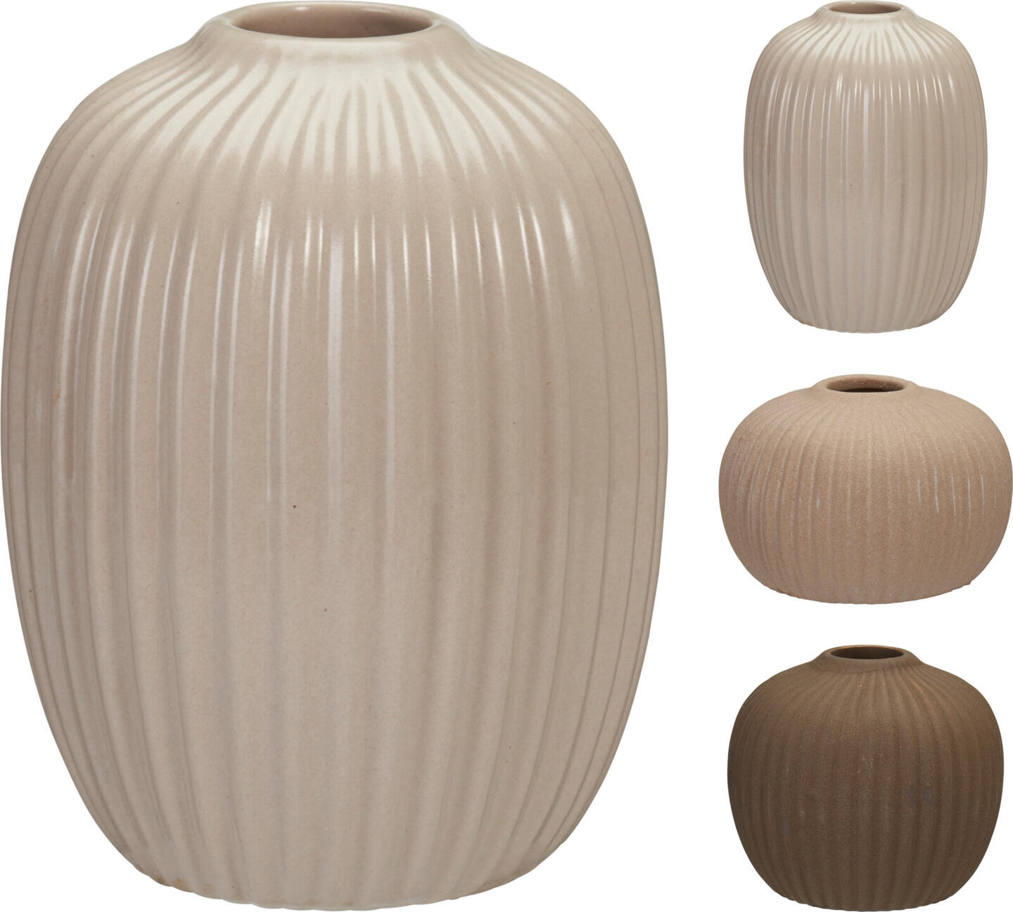 Home & Styling Vaas - Set van 3 stuks - Beige/Bruin