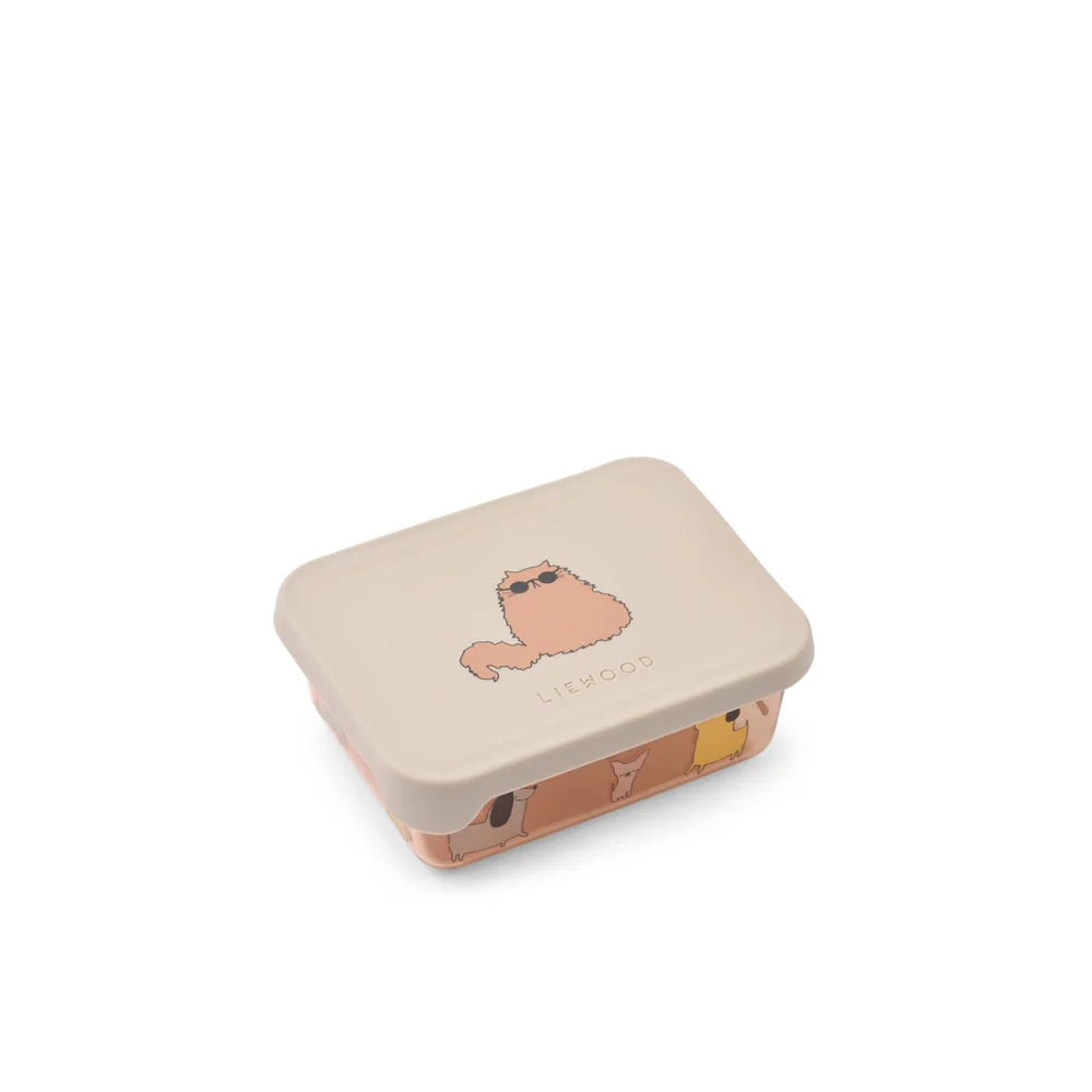 Liewood Ako Tritan Snackdoos - 13x10x5cm - Cats and Dogs/Sandy