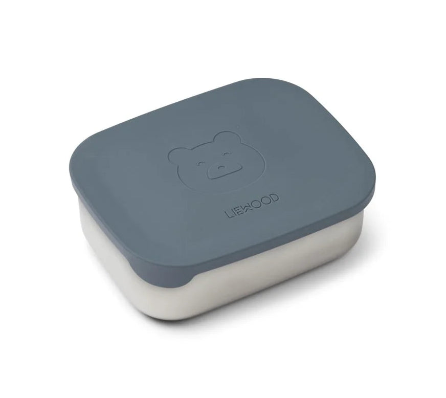 Liewood Arthur Bear Lunchbox - Roestvrij staal - 14x17x6cm - Whale Blue
