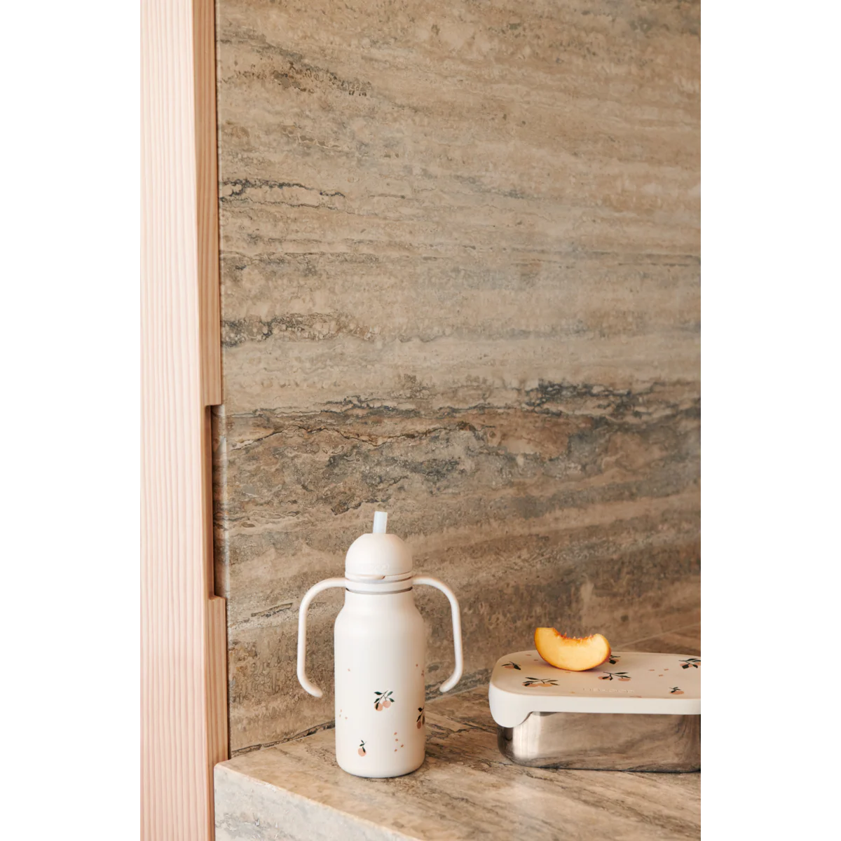 Liewood Arthur Printed Lunchbox - Roestvrij staal - 14x17x6cm - Peach/Sea Shell mix