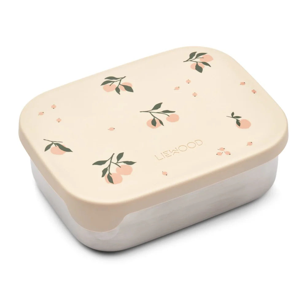 Liewood Arthur Printed Lunchbox - Roestvrij staal - 14x17x6cm - Peach/Sea Shell mix