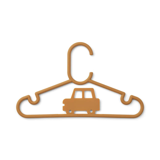 Liewood Falton kledinghanger met auto - 8 stuks - Golden caramel