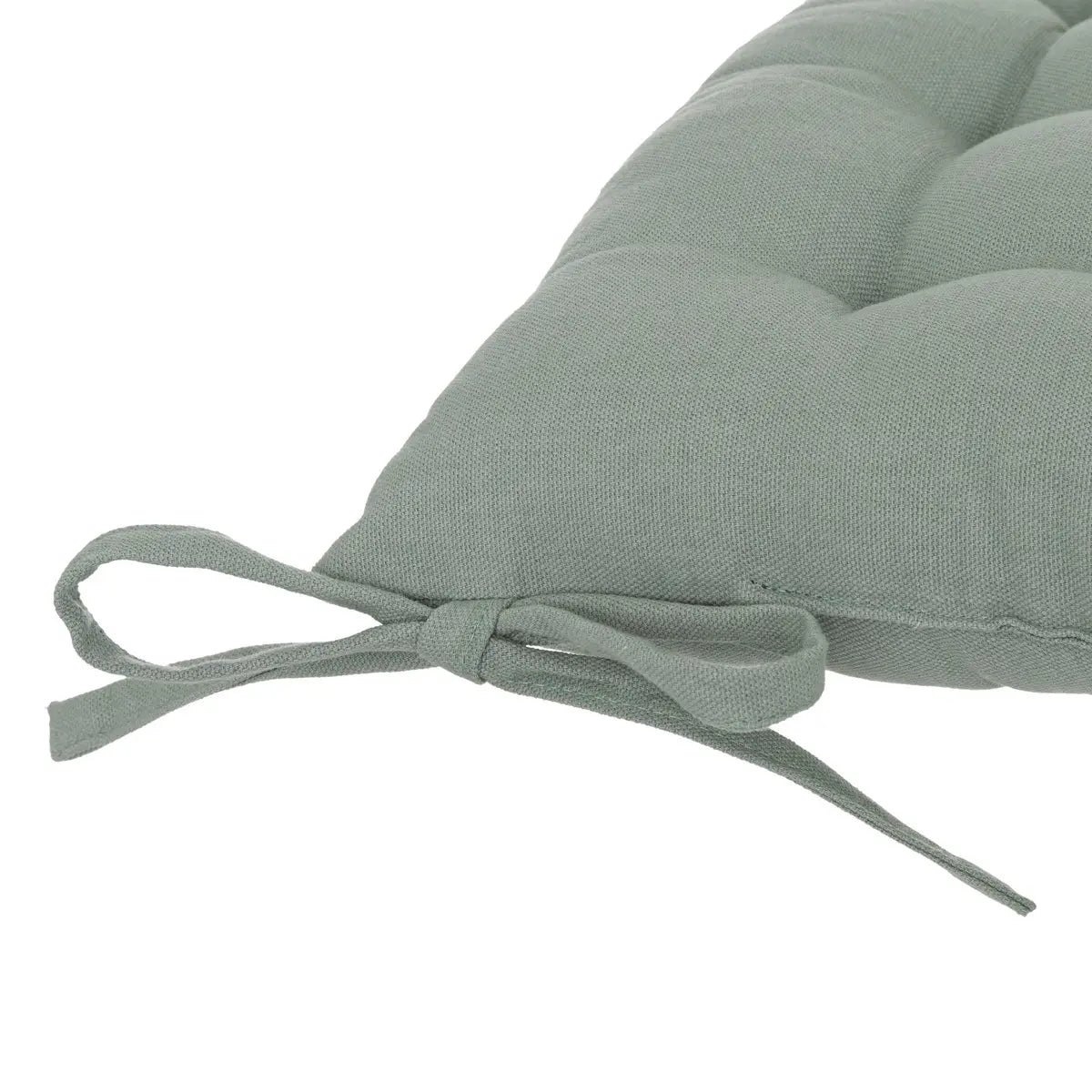 Atmosphera Chair cushion Loria 38 x 38 cm - With 2 ribbons - 100% cotton - Celadon green