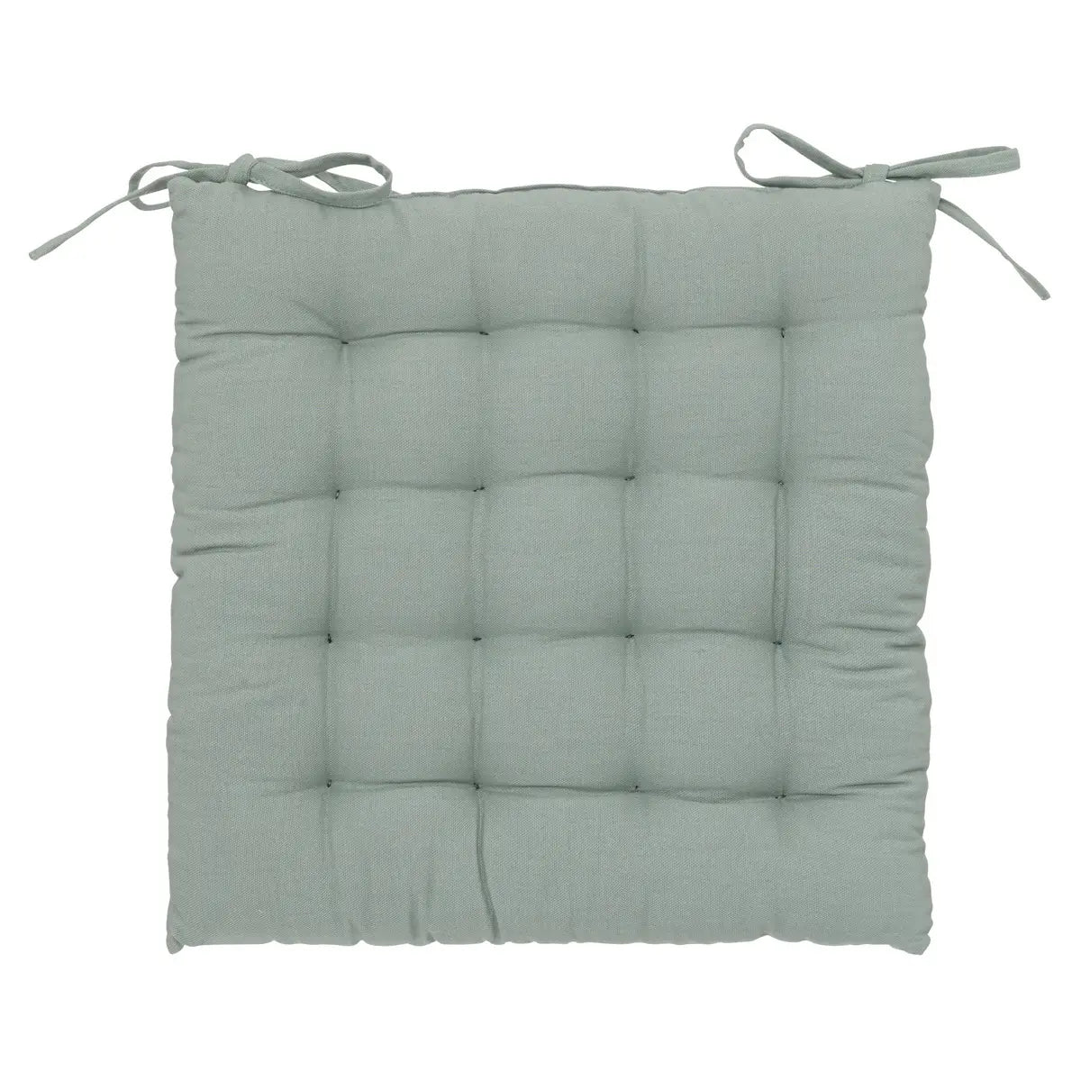 Atmosphera Chair cushion Loria 38 x 38 cm - With 2 ribbons - 100% cotton - Celadon green