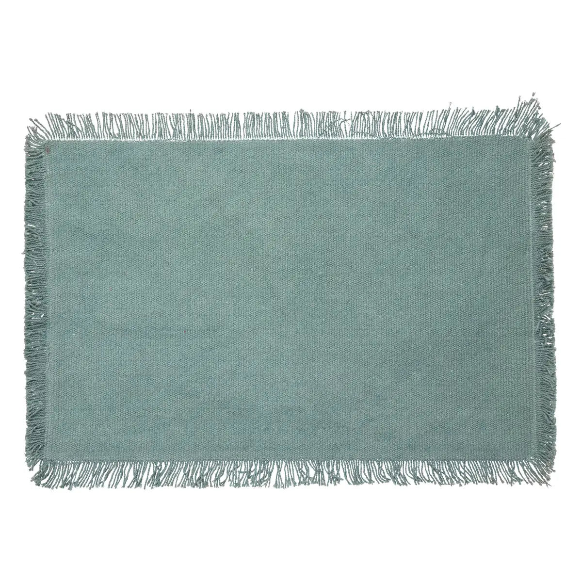 Secret de Gourmet Set de table Maha en coton à franges - Lot de 4 pièces - 45x30cm - Vert Céladon