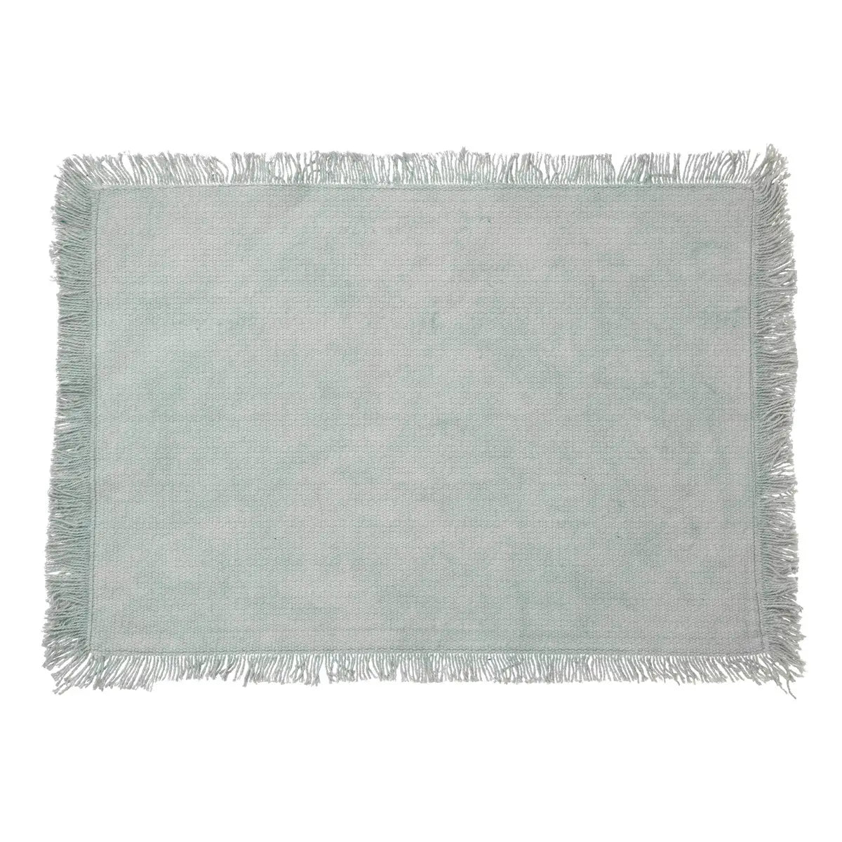 Secret de Gourmet Maha Placemat cotton with fringes - Set of 4 pieces - 45x30cm - Mint green