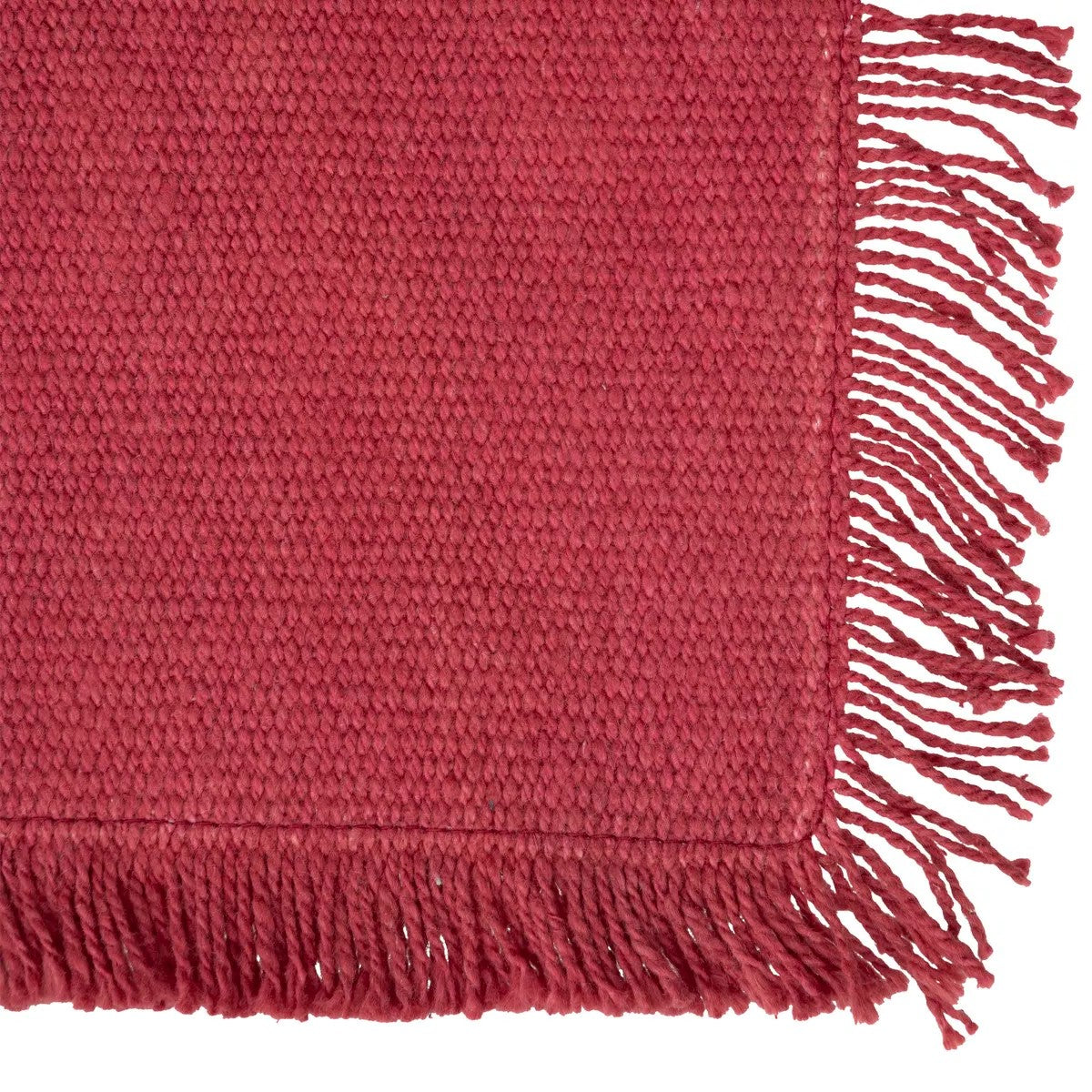 Secret de Gourmet Maha Placemat cotton with fringes - Set of 4 pieces - 45x30cm - Garnet